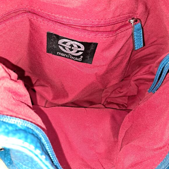 Marc Echo Vegan Leather Turquoise Blue Y2K Bow Detail Zipper Bucket bag - Picture 16 of 16